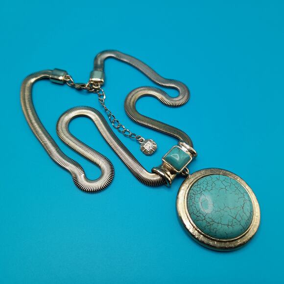 Monet Gemstone Pendant Necklace, Snake Chain, 19 1/2 Inches - Picture 11 of 11